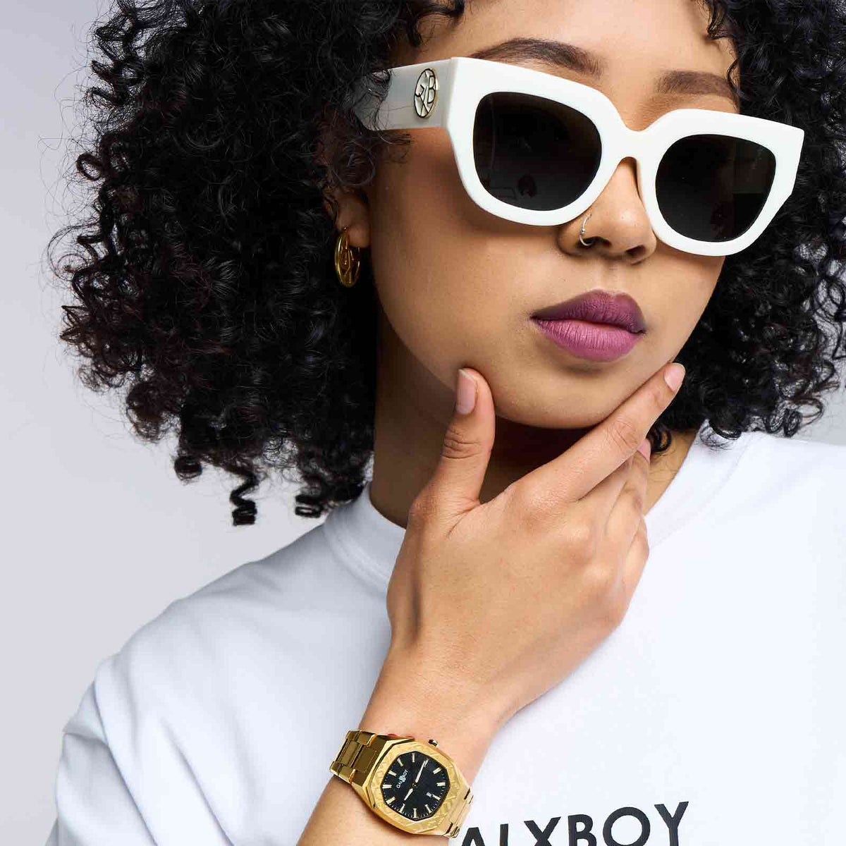 GALXBOY summer sunglasses styled with a white tee