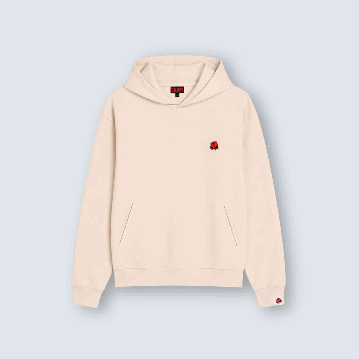 GALXBOY Beanie Hoodie in peach, flat front view with Beanie logo.