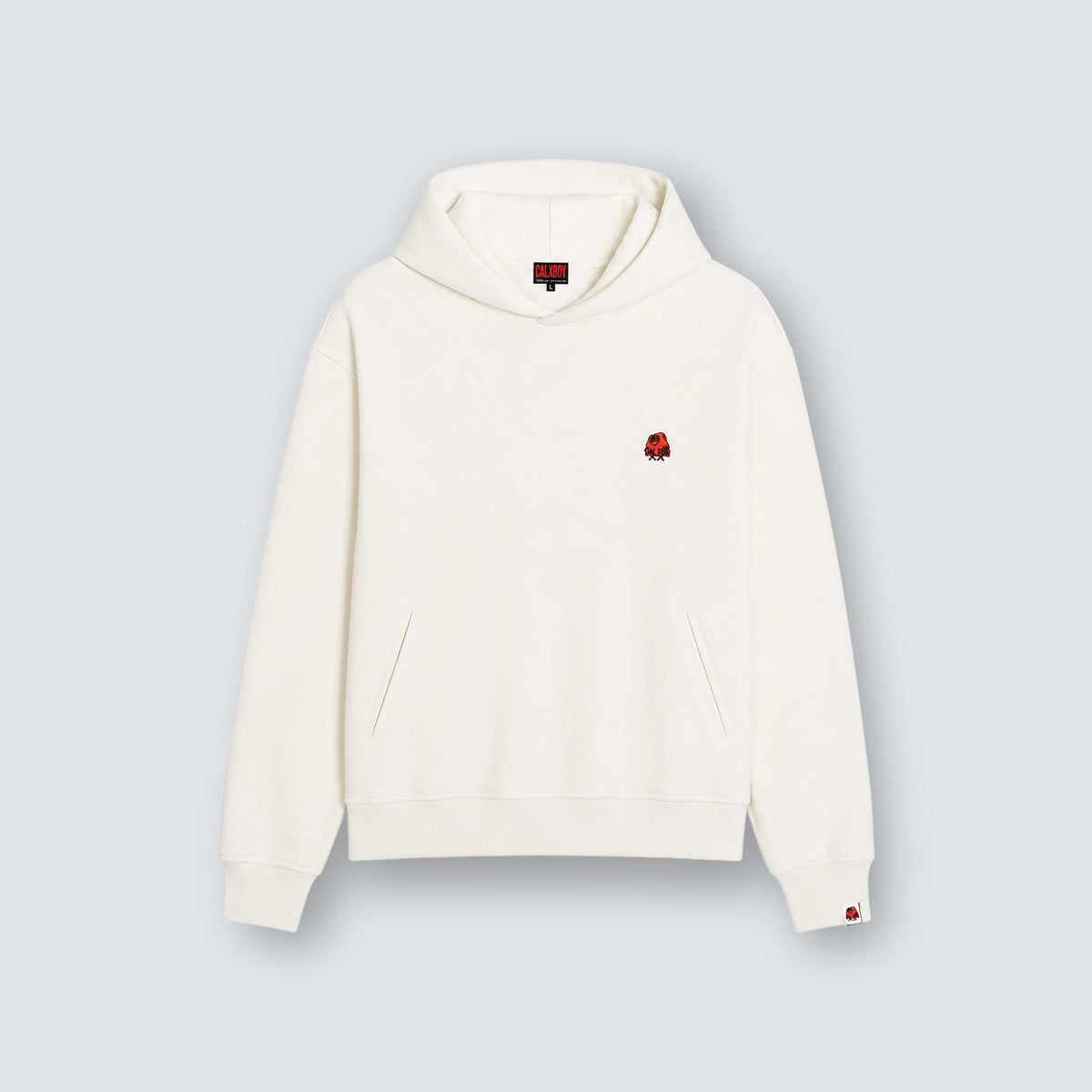GALXBOY Beanie Hoodie in cream, flat front view with Beanie logo.